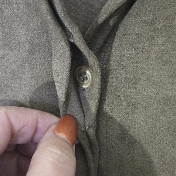 Vakko for I.N.C. | Olive Green Micro Suede Fit Flare Shirt Dress Sz S - Picture 6 of 9